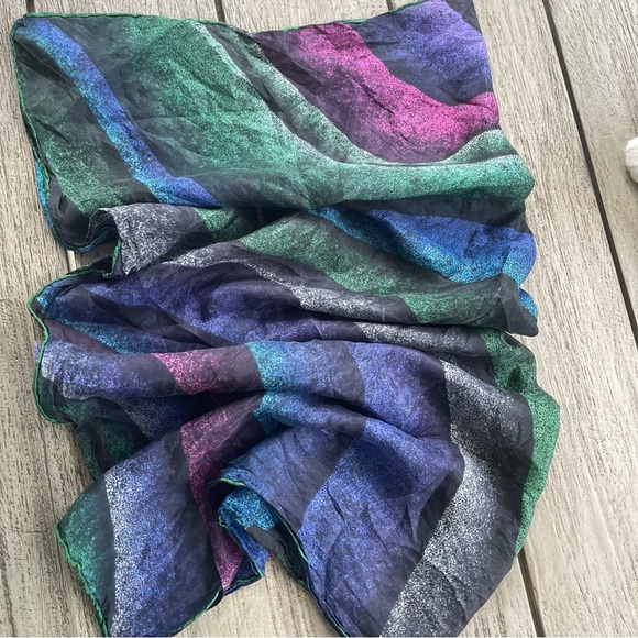 Multicolor Abstract Vintage Silk Scarf - Picture 1 of 4